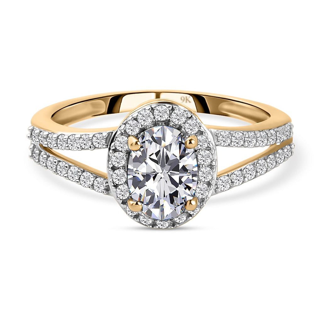 9K Yellow Gold Moissanite Ring 1.110 Ct.