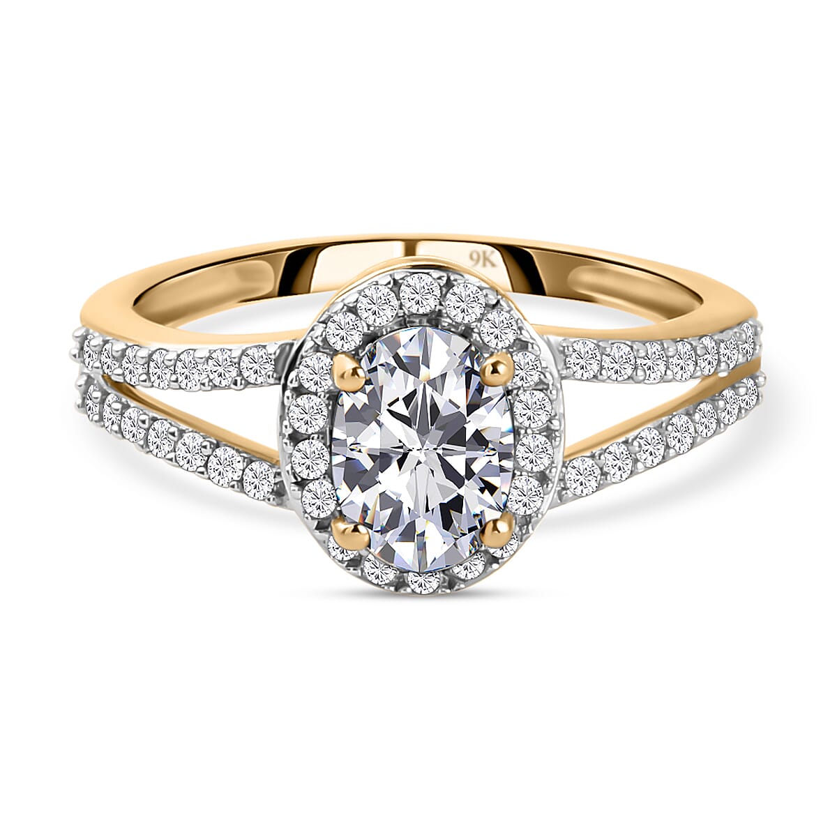 1.1 Ct. Moissanite Halo Ring in 9K Yellow Gold 3821350 0