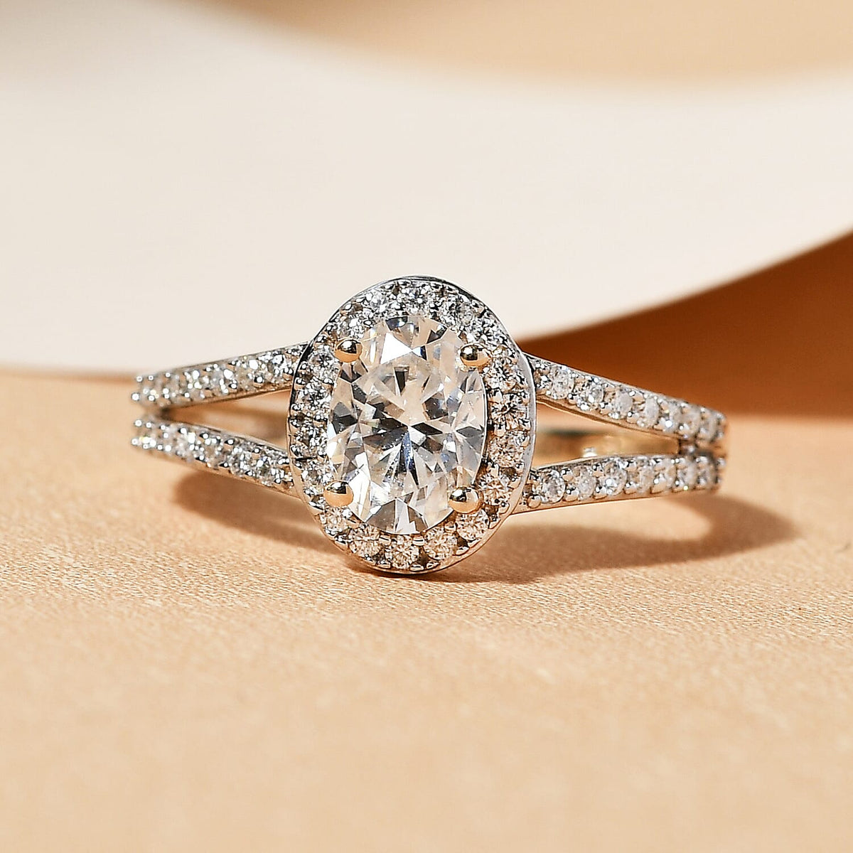 1.1 Ct. Moissanite Halo Ring in 9K Yellow Gold 3821350 2