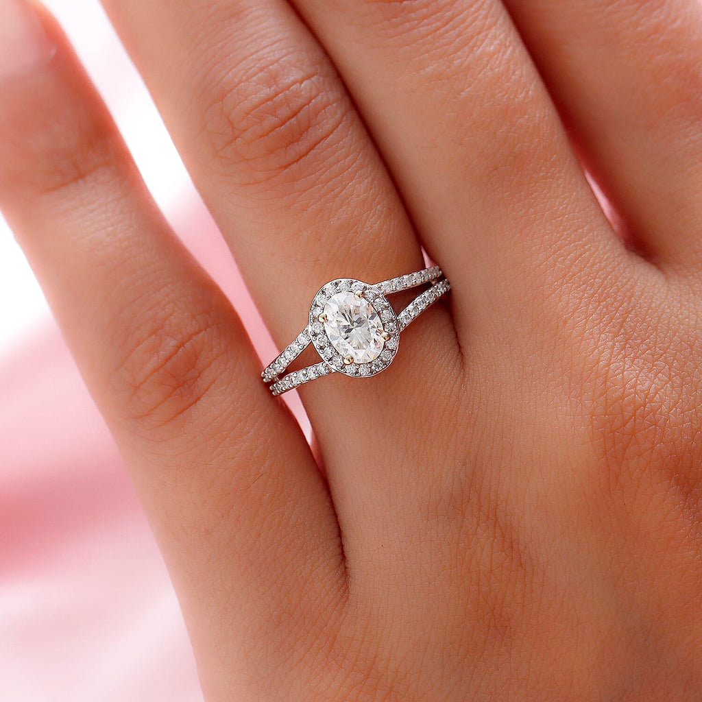 9K Yellow Gold Moissanite Ring 1.110 Ct.