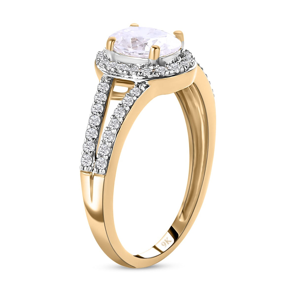 9K Yellow Gold Moissanite Ring 1.110 Ct.