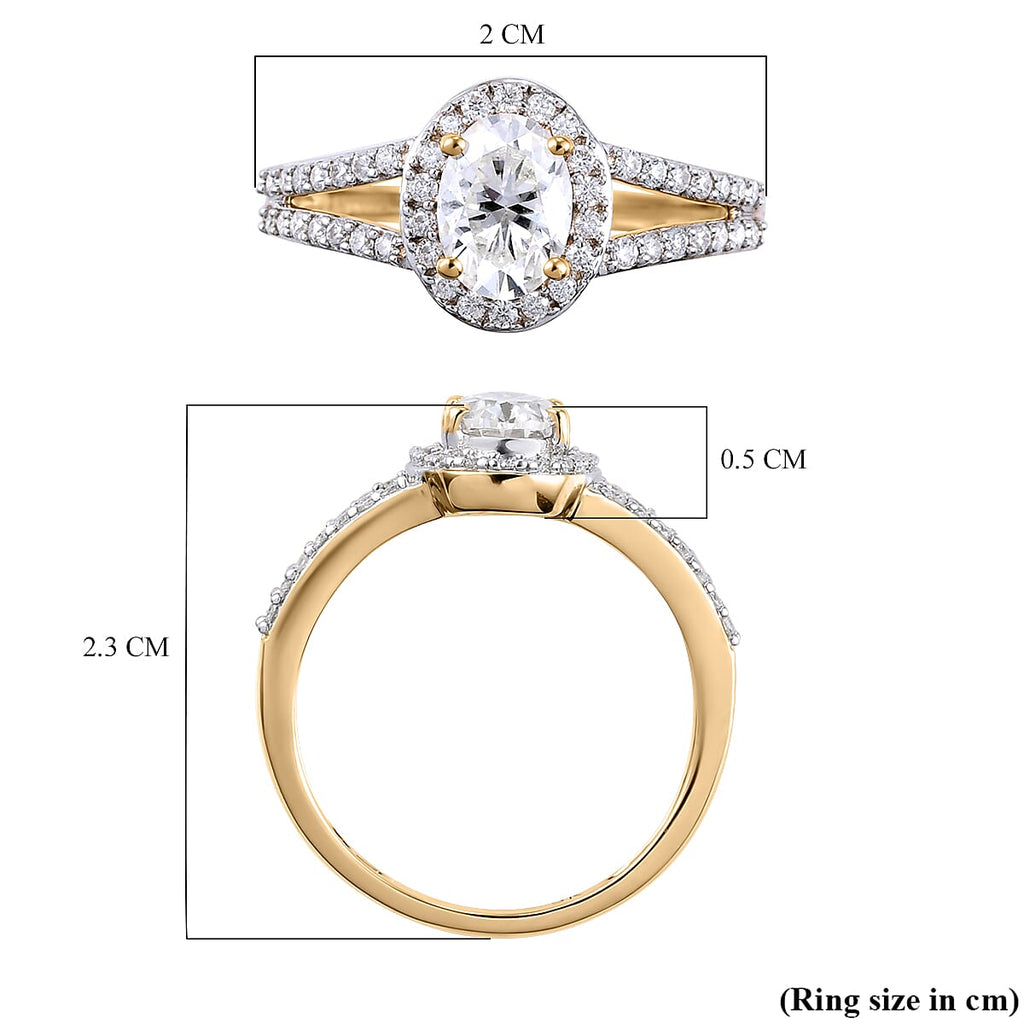 9K Yellow Gold Moissanite Ring 1.110 Ct.
