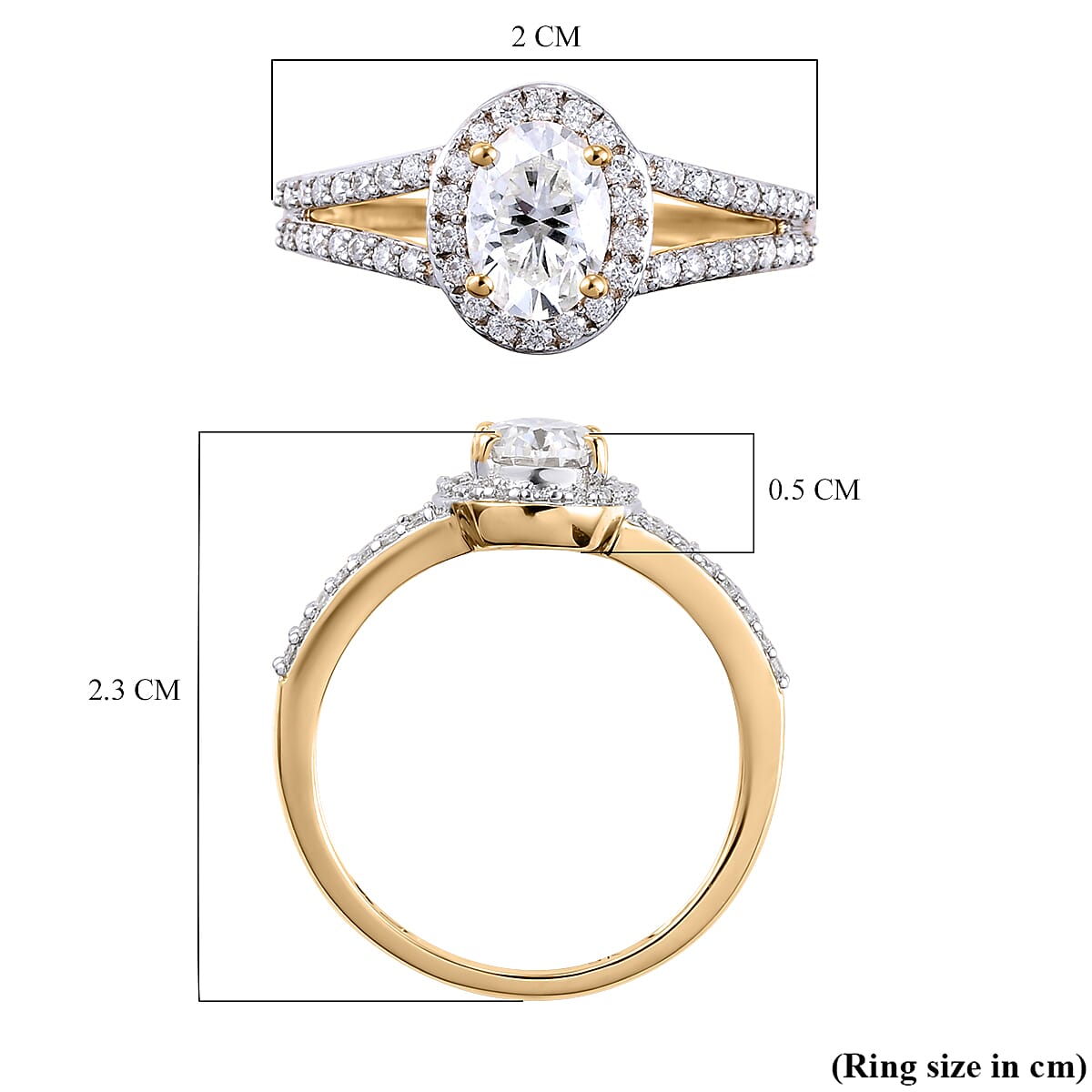 1.1 Ct. Moissanite Halo Ring in 9K Yellow Gold 3821350 6