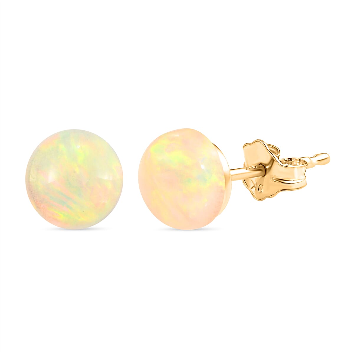 1.10 Ct Ethiopian Welo Opal Solitaire Stud Earrings in 9K Gold 3471848 5