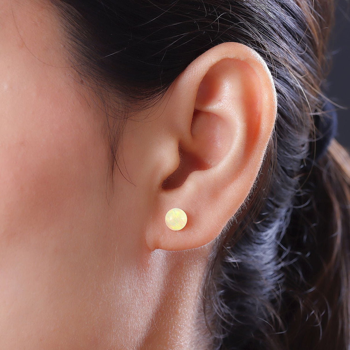 1.10 Ct Ethiopian Welo Opal Solitaire Stud Earrings in 9K Gold 3471848 7