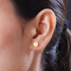 9K Yellow Gold AA Ethiopian Welo Opal Ball Stud Earrings with Push Back 1.07 Ct.