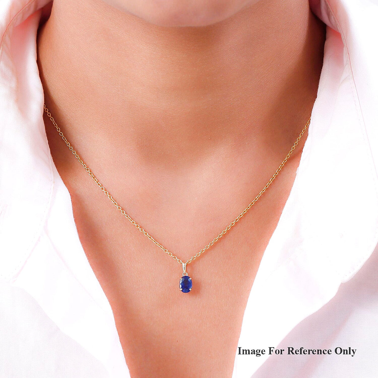 1.15 Ct. Blue Sapphire Solitaire Pendant in 9K Yellow Gold 3843004 2
