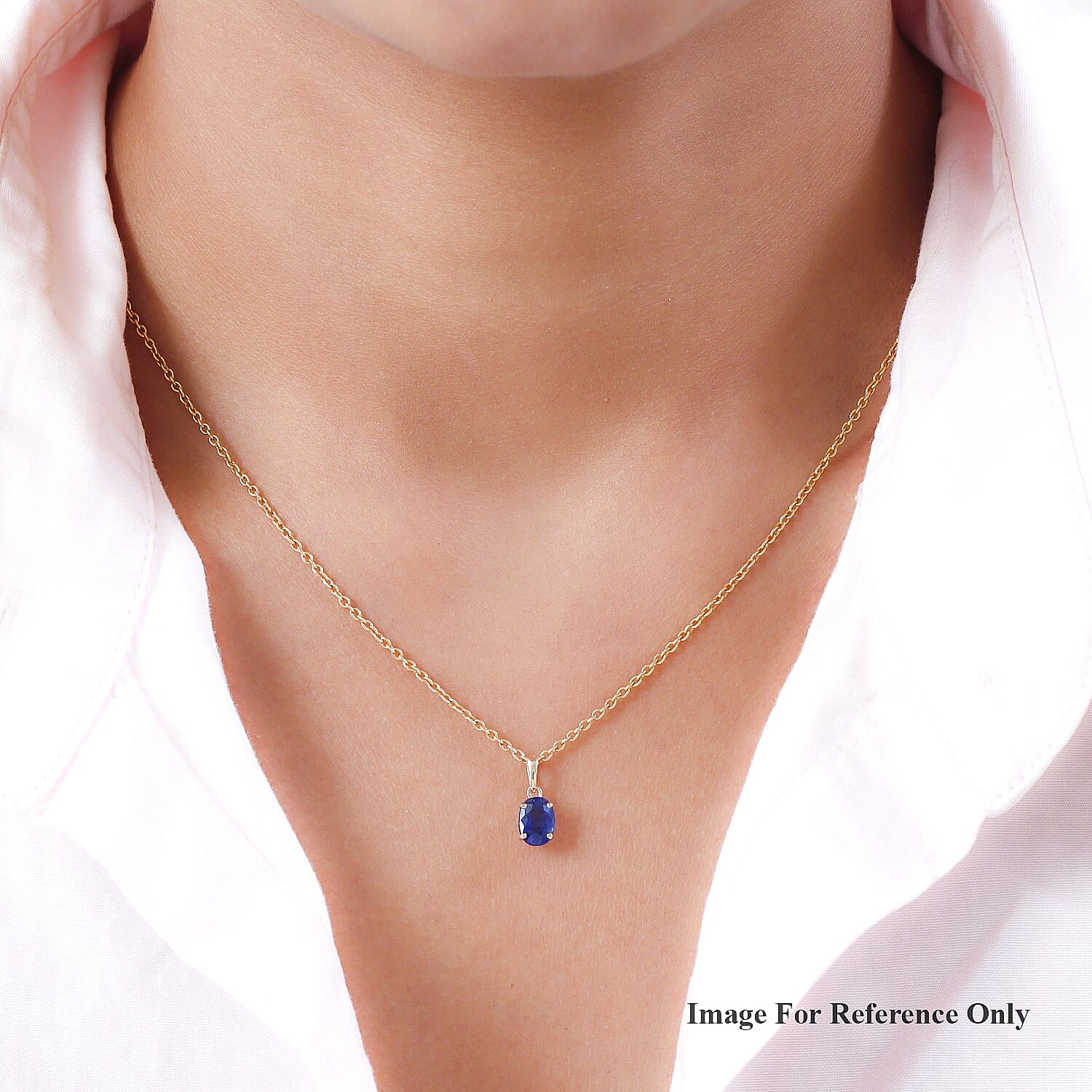 1.15 Ct. Blue Sapphire Solitaire Pendant in 9K Yellow Gold 3843004 2