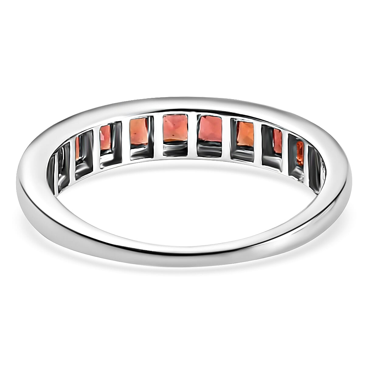 1.21 Ct Red Sapphire Half Eternity Wedding Band Ring in Platinum Plated Sterling Silver 3863826 5