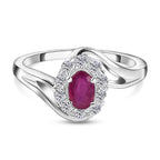 African Ruby (FF) and Natural Zircon Bypass Ring in Sterling Silver 1.22 Ct.