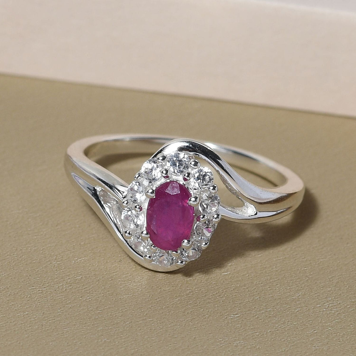 1.22 Ct. African Ruby and Natural Cambodian Zircon Ring in Sterling Silver 8743517 2