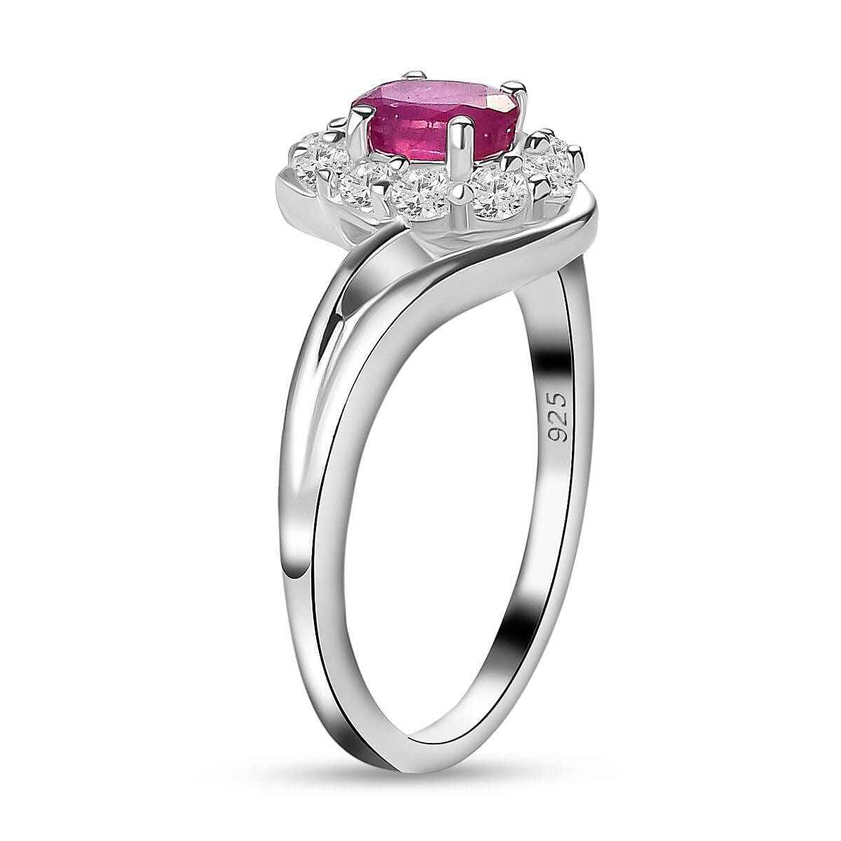1.22 Ct. African Ruby and Natural Cambodian Zircon Ring in Sterling Silver 8743517 4