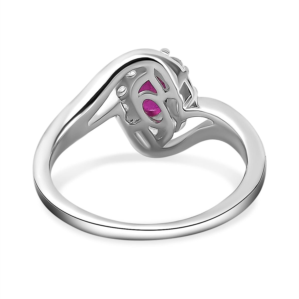 1.22 Ct. African Ruby and Natural Cambodian Zircon Ring in Sterling Silver 8743517 5