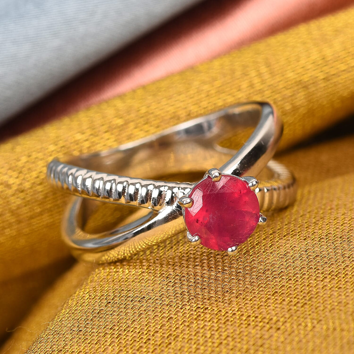 1.23 Ct. African Ruby (FF) Solitaire Ring in Platinum Plated Sterling Silver 3728976 4