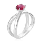 African Ruby (FF) Solitaire Ring in Platinum Overlay Sterling Silver 1.23 Ct.