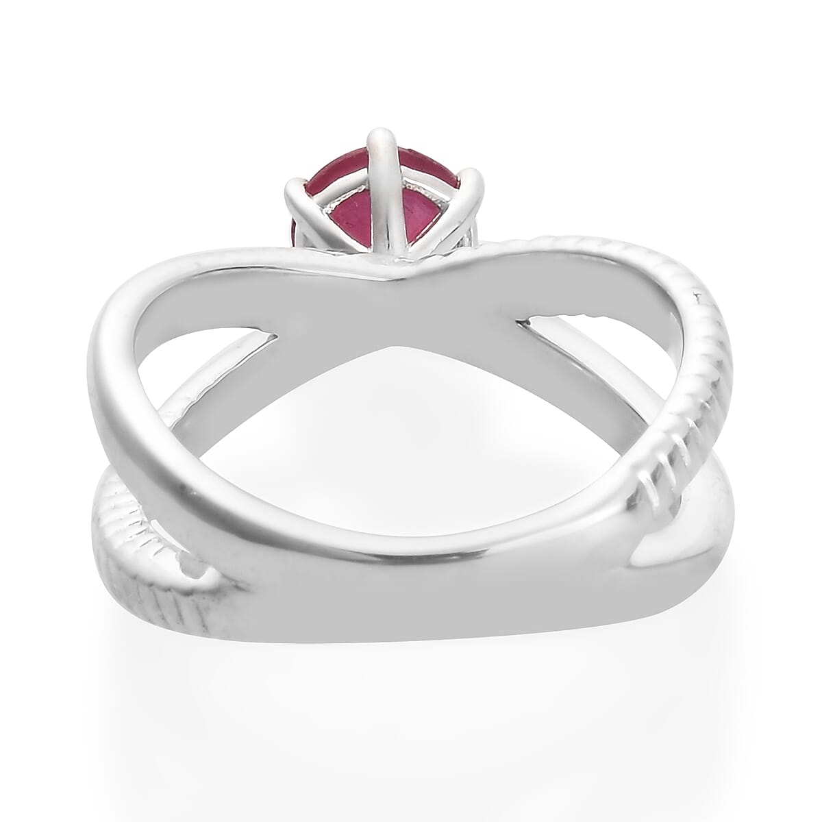 1.23 Ct. African Ruby (FF) Solitaire Ring in Platinum Plated Sterling Silver 3728976 10