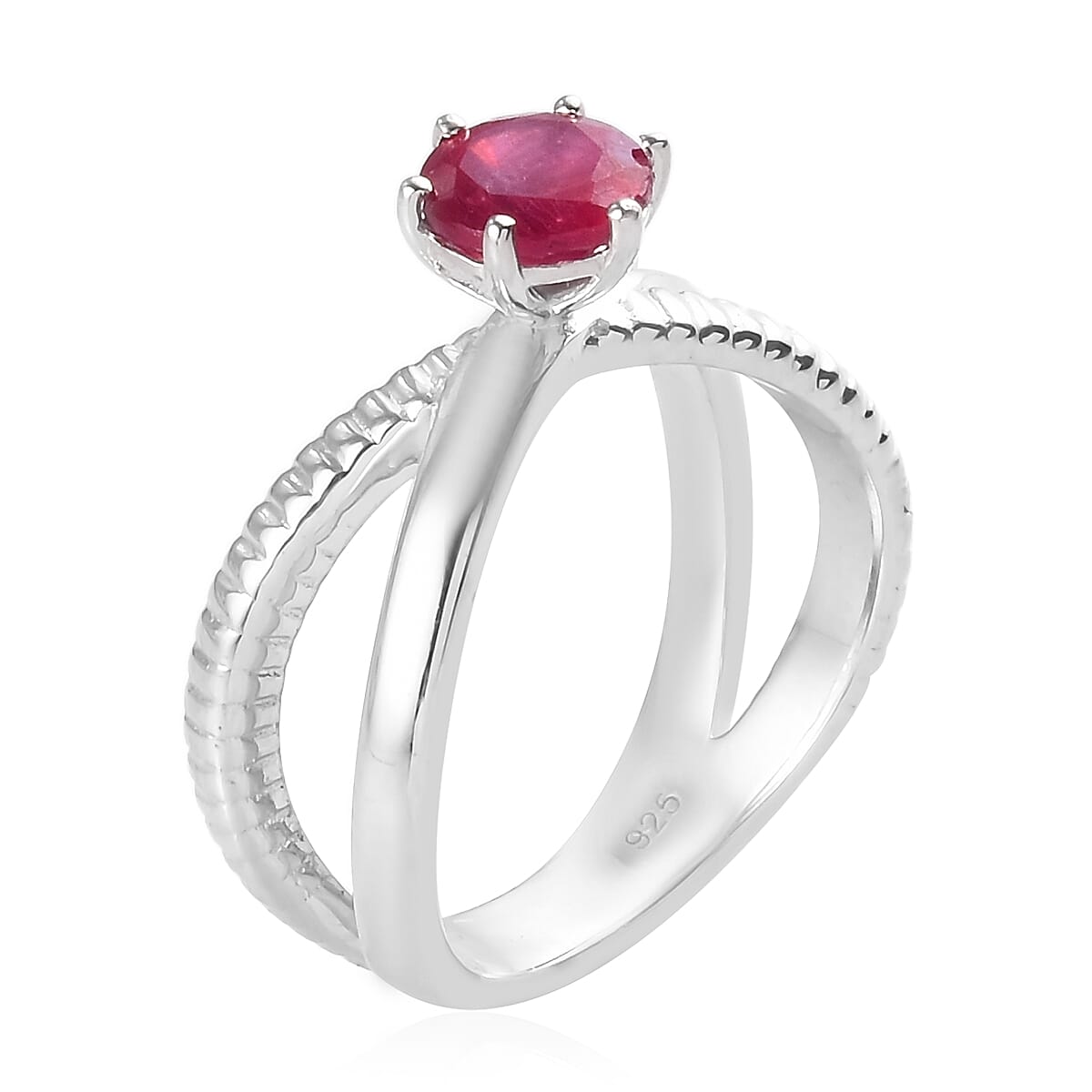 1.23 Ct. African Ruby (FF) Solitaire Ring in Platinum Plated Sterling Silver 3728976 7