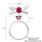 African Ruby (FF) Solitaire Ring in Platinum Overlay Sterling Silver 1.23 Ct.