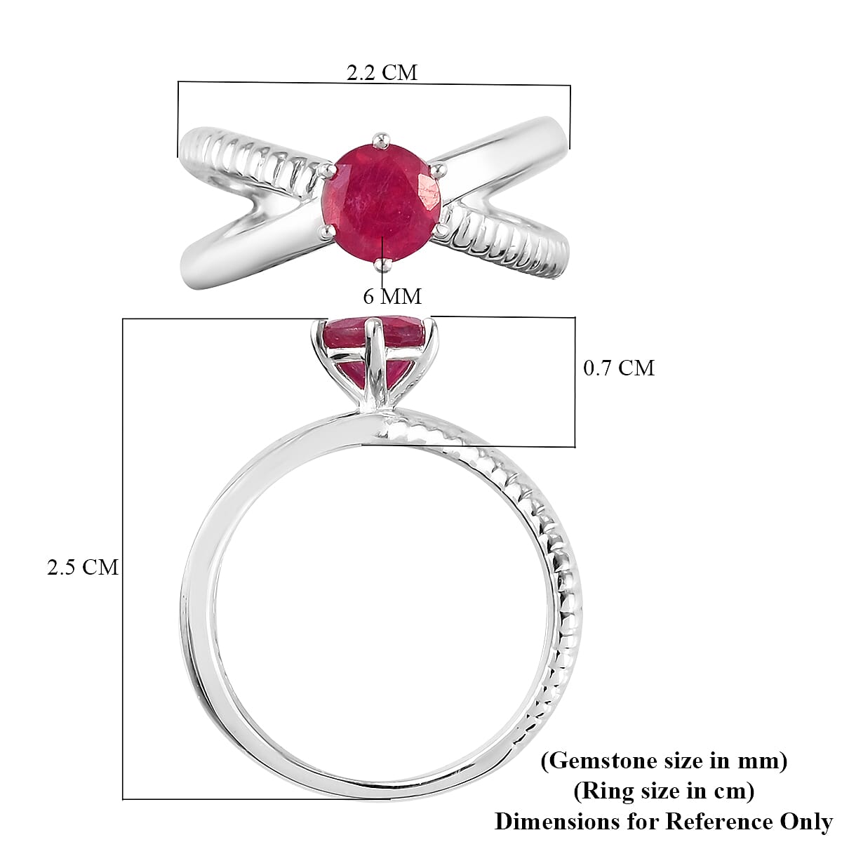 1.23 Ct. African Ruby (FF) Solitaire Ring in Platinum Plated Sterling Silver 3728976 11