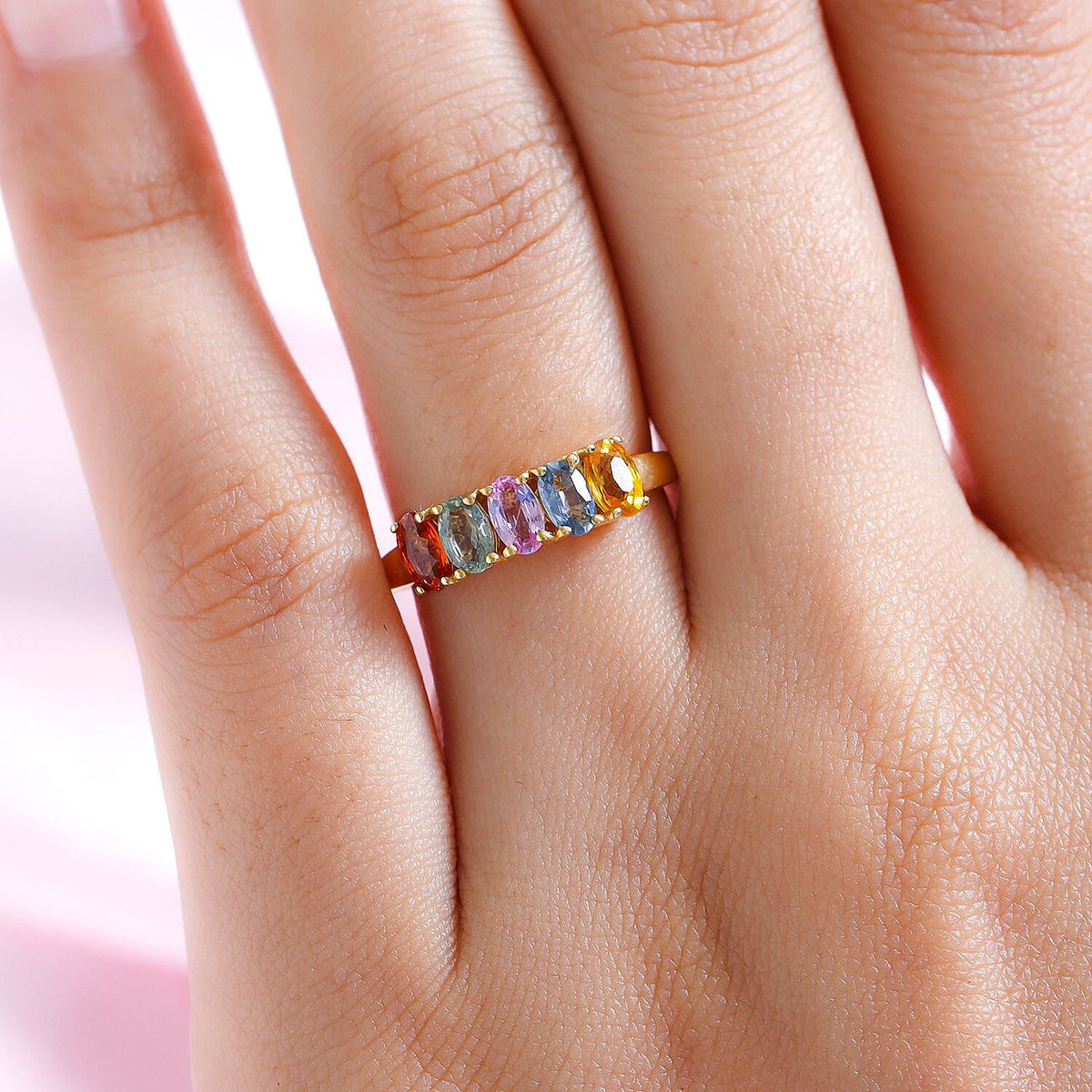 1.25 Ct. Rainbow Sapphire Ring in 18K Vermeil Gold Plated Sterling Silver 3823421 6