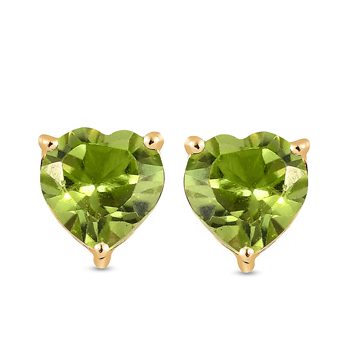 Hebei Peridot Solitaire Heart Stud Earrings in 18K Vermeil Yellow Gold Plated Sterling Silver 3815617 2