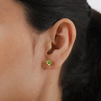 Hebei Peridot Stud Heart Earrings in 18K Vermeil Yellow Gold Plated Sterling Silver 1.38 Ct.