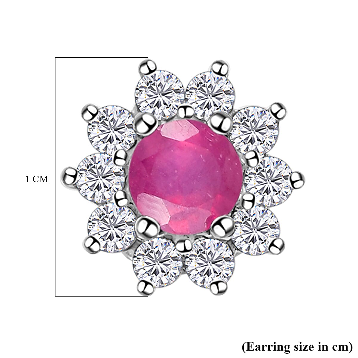 1.3 Carat African Ruby and Zircon Halo Earrings in Sterling Silver 7323874 5