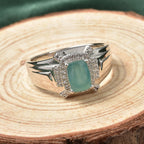 Grandidierite and Natural Cambodian Zircon Ring in Rhodium Overlay Sterling Silver 1.30 Ct.