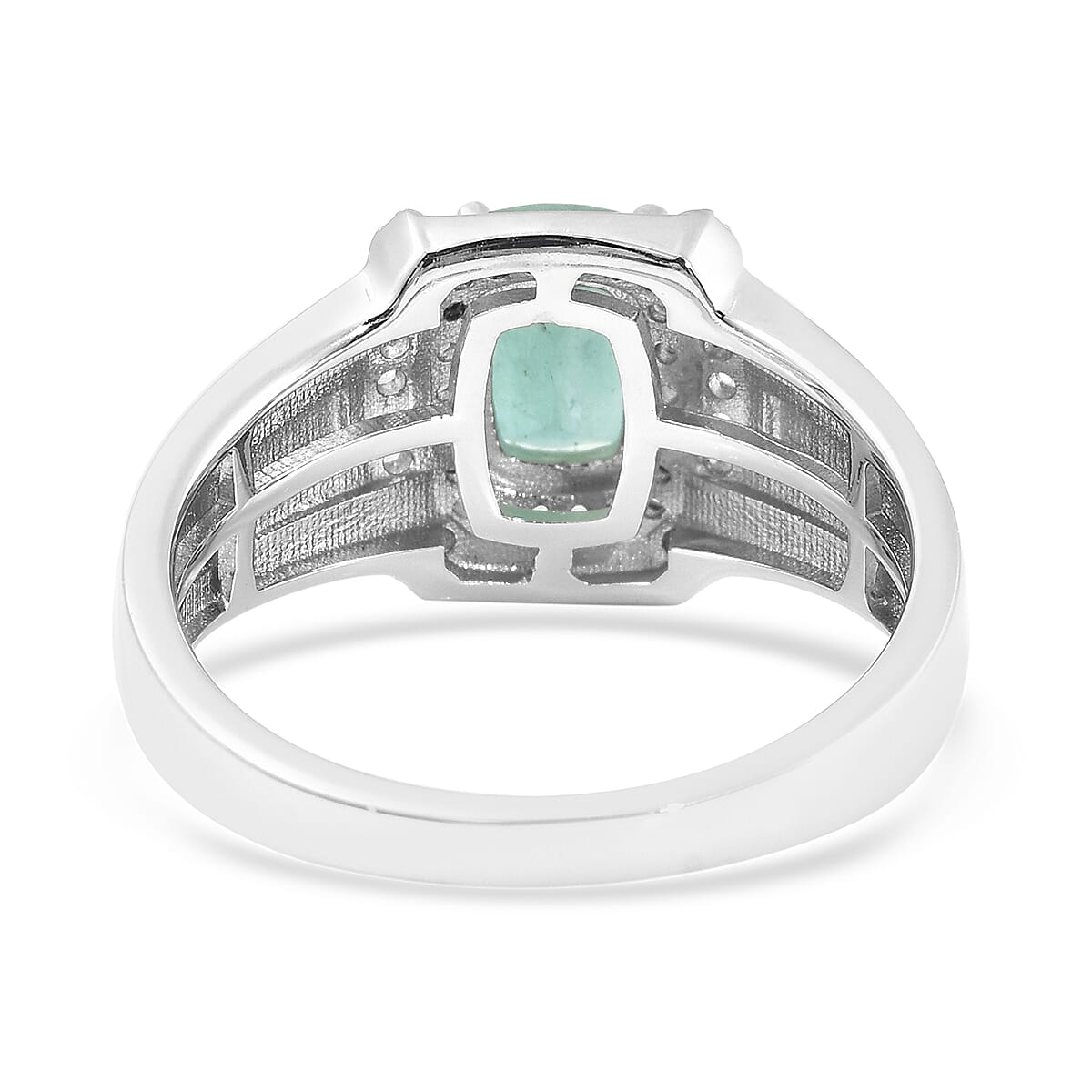 1.3 Ct. Grandidierite and White Zircon Halo Ring in Rhodium Plated Sterling Silver 3877181 4