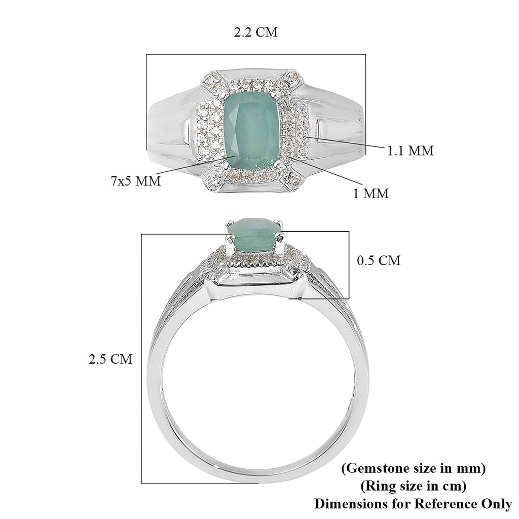 Grandidierite and Natural Cambodian Zircon Ring in Rhodium Overlay Sterling Silver 1.30 Ct.