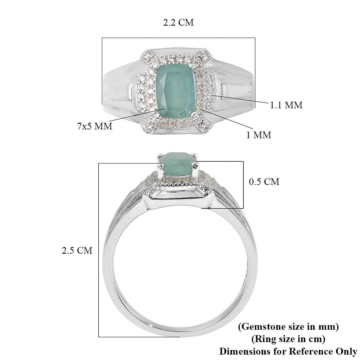 1.3 Ct. Grandidierite and White Zircon Halo Ring in Rhodium Plated Sterling Silver 3877181 5