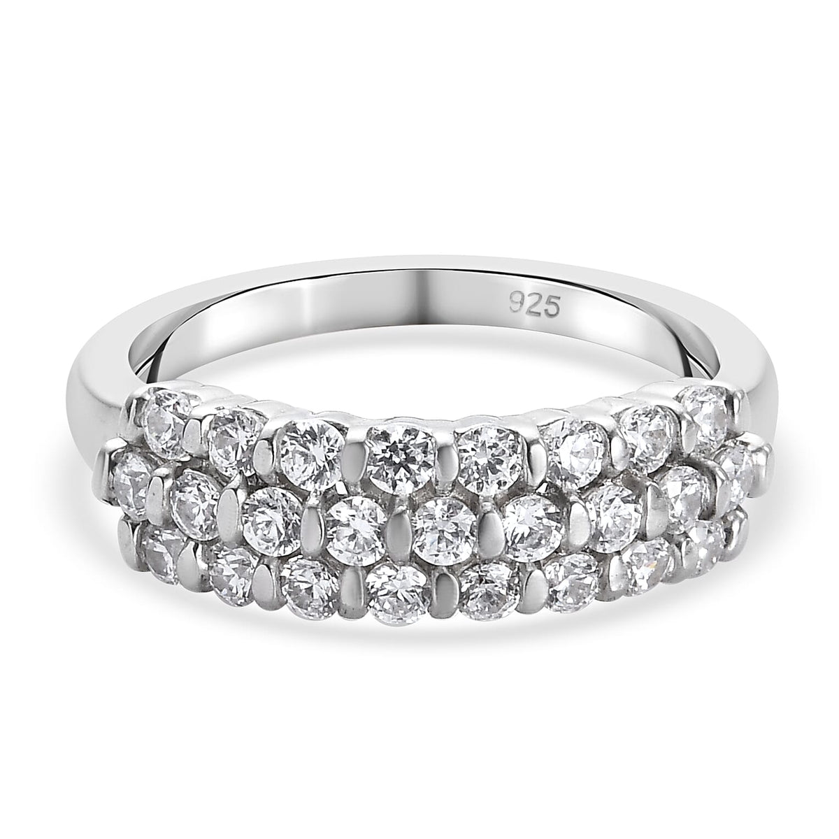 1.31 Ct. Lustro Stella Made with Finest CZ Cluster Ring in Platinum Plated Sterling Silver 3865769 0