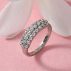 Lustro Stella Platinum Overlay Sterling Silver Ring Made with Finest CZ 1.31 Ct.