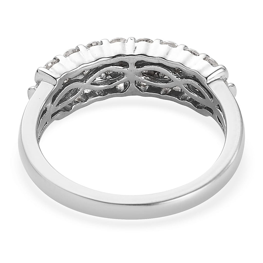 Lustro Stella Platinum Overlay Sterling Silver Ring Made with Finest CZ 1.31 Ct.