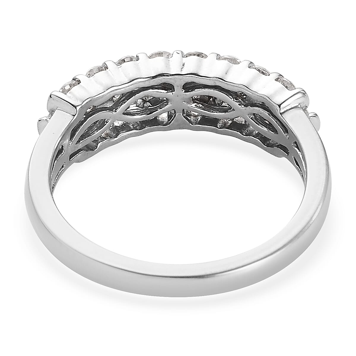 1.31 Ct. Lustro Stella Made with Finest CZ Cluster Ring in Platinum Plated Sterling Silver 3865769 4