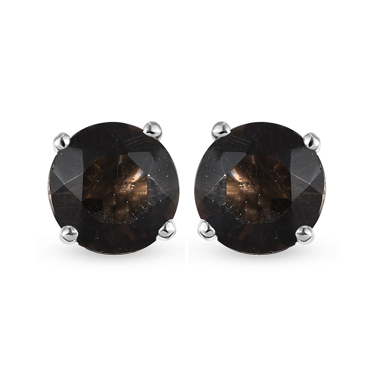 1.33 Ct. Smoky Quartz Push Post Earrings in Platinum Plated Sterling Silver 3815293 0