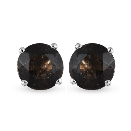 1.33 Ct. Smoky Quartz Push Post Earrings in Platinum Plated Sterling Silver 3815293 1