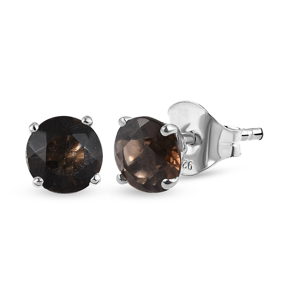 1.33 Ct. Smoky Quartz Push Post Earrings in Platinum Plated Sterling Silver 3815293 4
