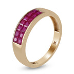 9K Yellow Gold Ruby Band Ring 1.34 Ct.