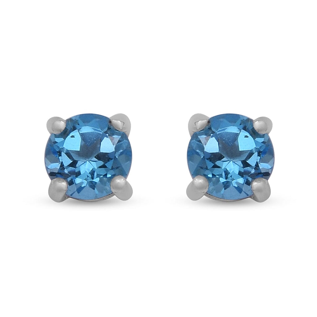 One Time Mega Deal- AAA Swiss Blue Topaz Stud Earrings (with Push Back) in Sterling Silver 1.14 Ct