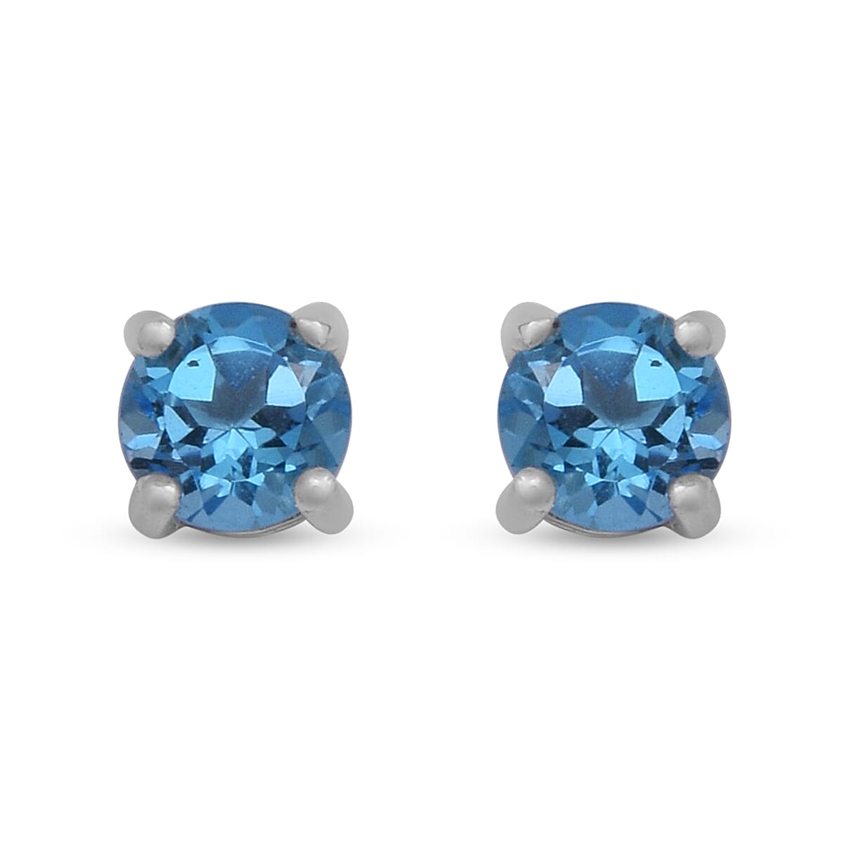 1.4 Ct. Swiss Blue Topaz Solitaire Stud Earrings in Sterling Silver 7596638 0