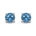 One Time Mega Deal- AAA Swiss Blue Topaz Stud Earrings (with Push Back) in Sterling Silver 1.14 Ct