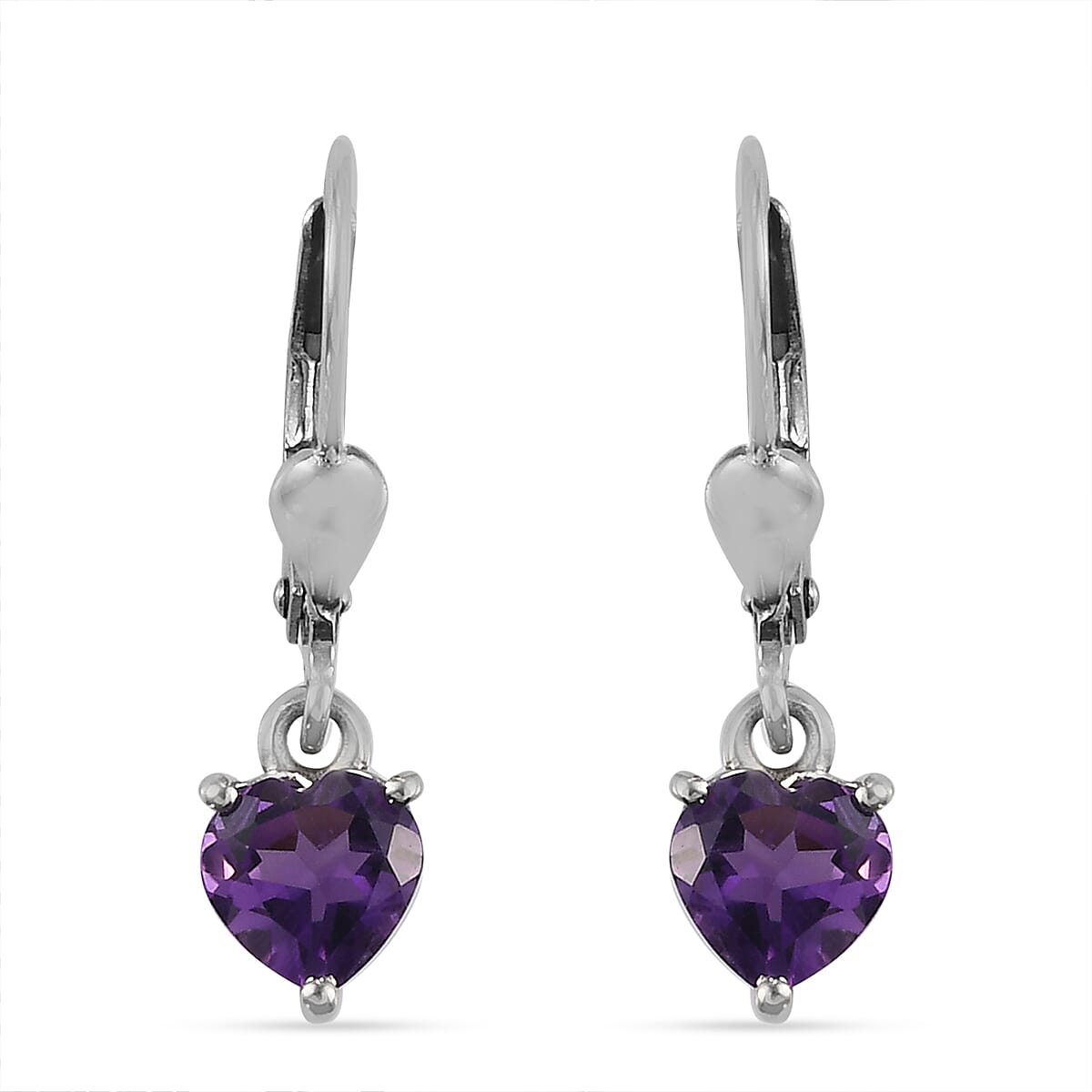 1.42 Carat African Amethyst Dangle Earring in Platinum Plated Sterling Silver 3849605 0