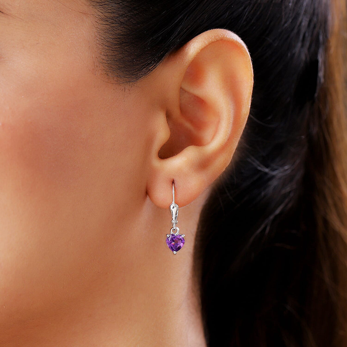 1.42 Carat African Amethyst Dangle Earring in Platinum Plated Sterling Silver 3849605 3