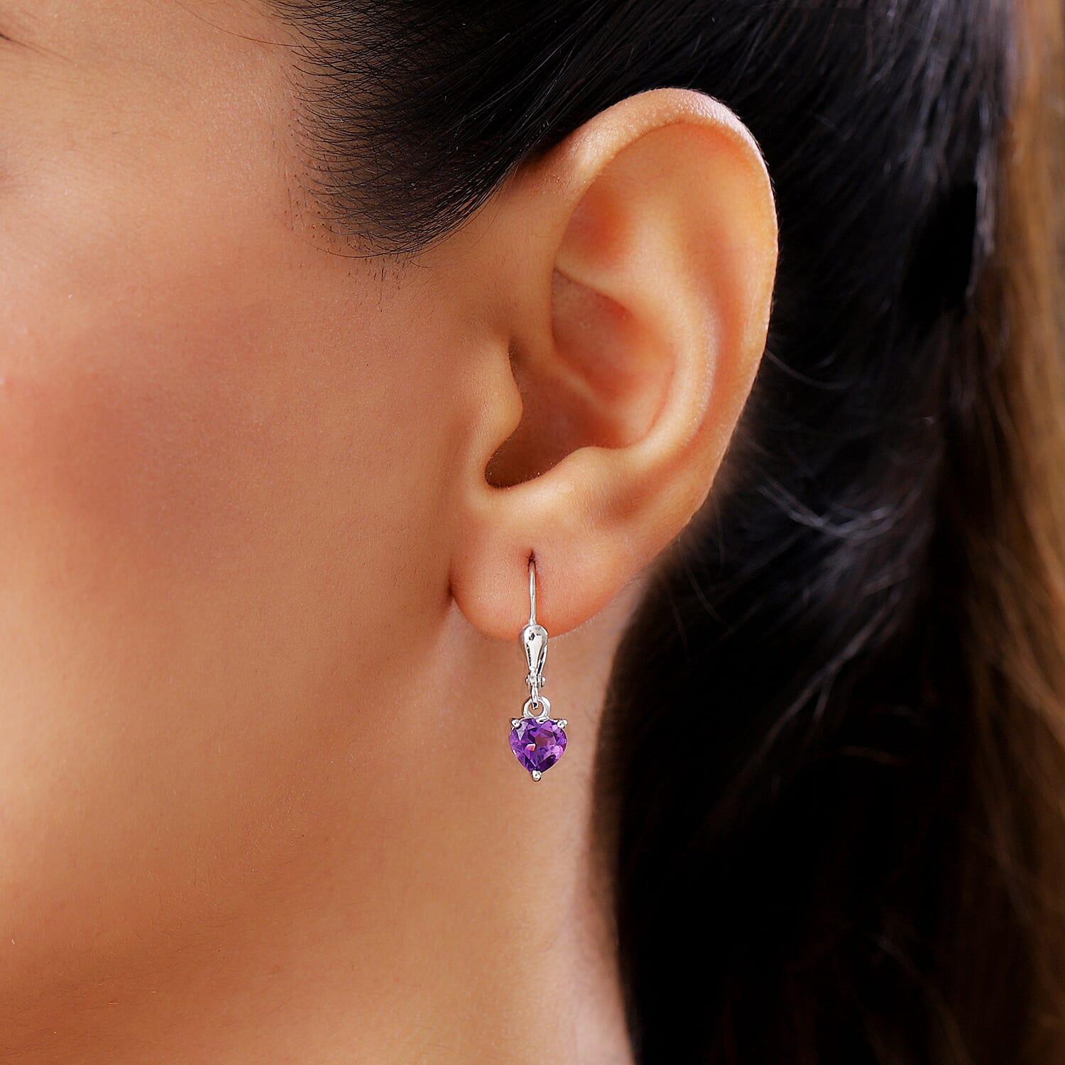 1.42 Carat African Amethyst Dangle Earring in Platinum Plated Sterling Silver 3849605 3