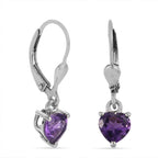 Amethyst Lever Back Earrings in Platinum Overlay Sterling Silver 1.42 Ct.