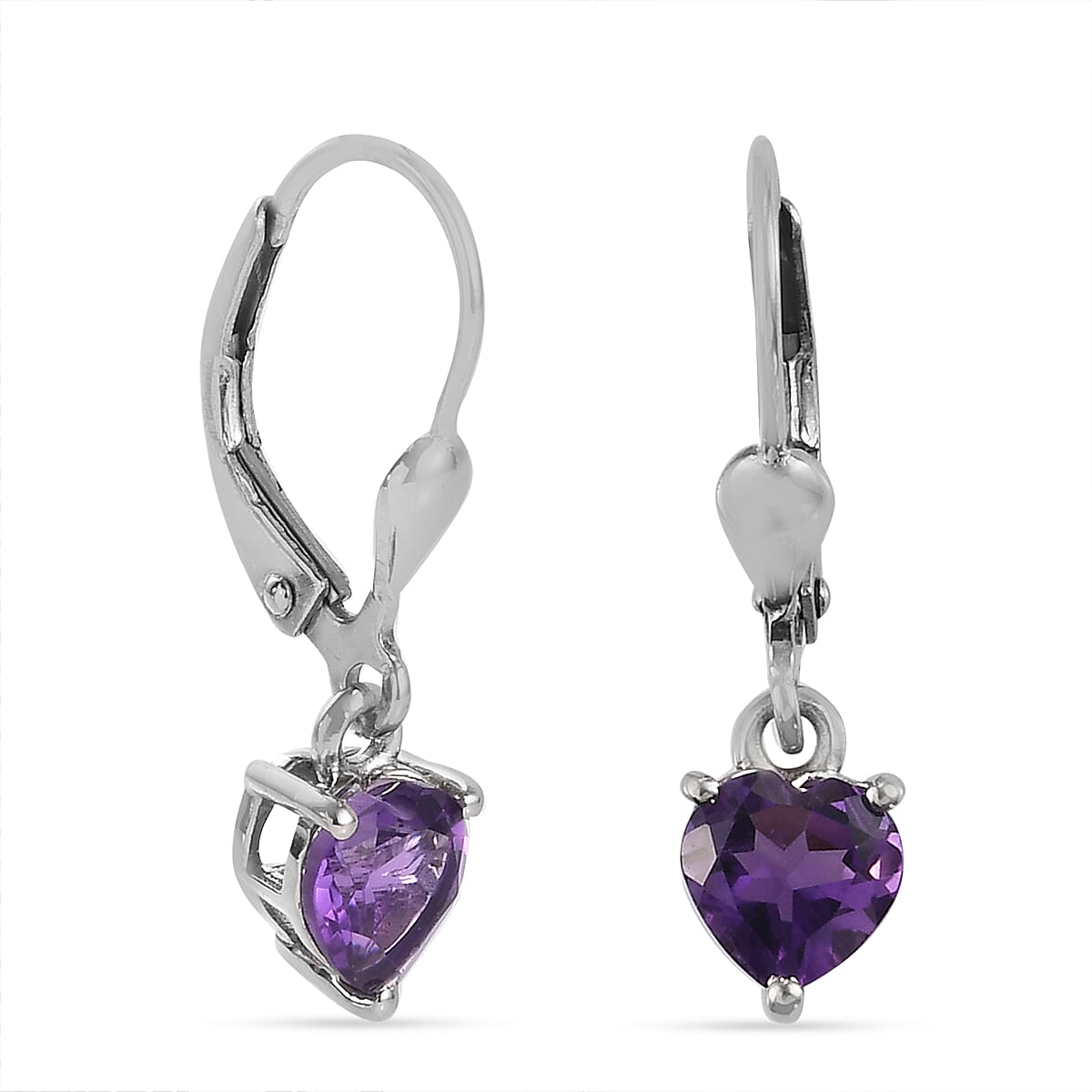 1.42 Carat African Amethyst Dangle Earring in Platinum Plated Sterling Silver 3849605 4