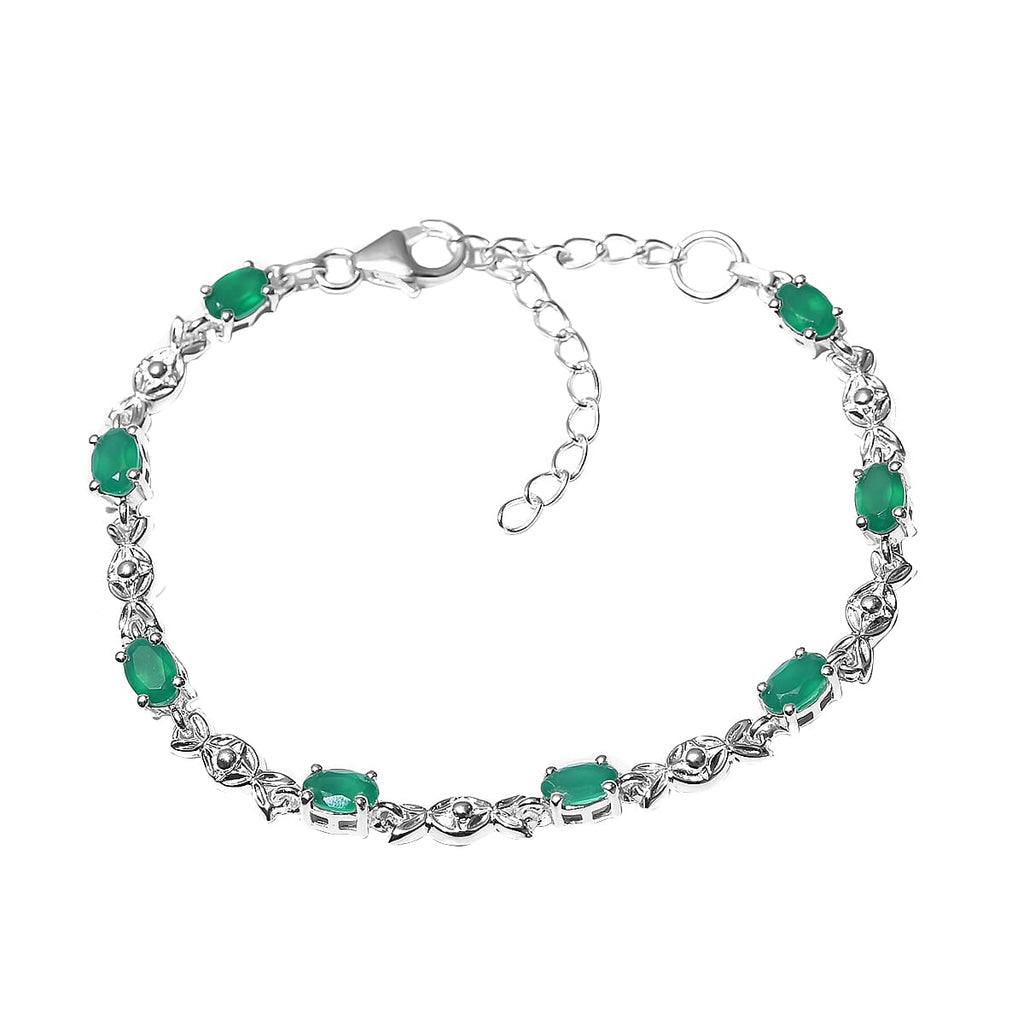 Verde Onyx Bracelet (Size 6.5 With 2 inch Extender) with Lobster Clasp in Sterling Silver 3.10 Ct.