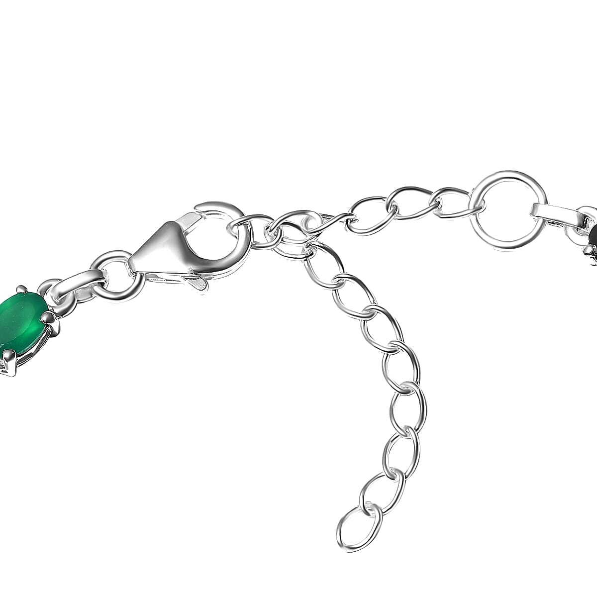 1.5 Ct. Green Onyx Floral Design Bracelet Size 6.5 in Sterling Silver 3830157 4