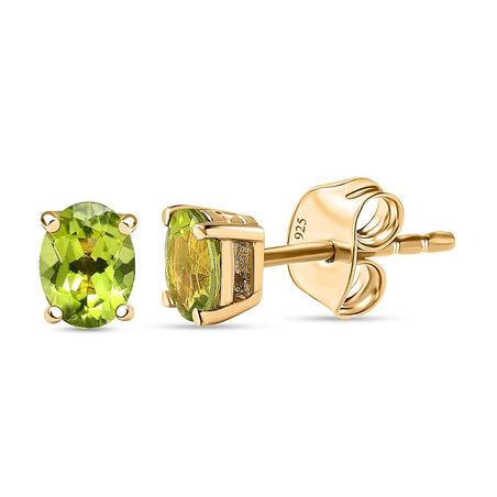 1.5 Ct. Peridot Solitaire Stud Earrings in 14K Gold Plated Sterling Silver 3815664 1